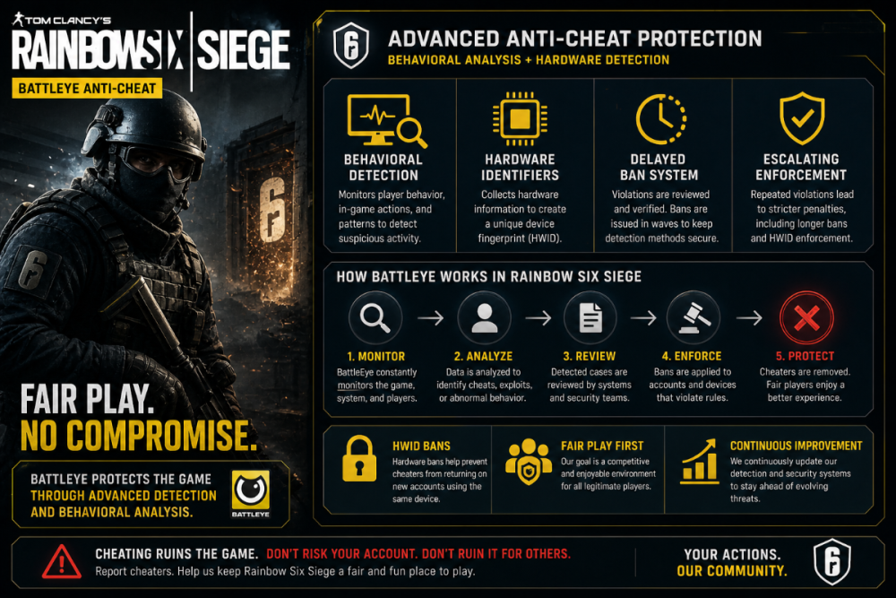 rainbow six siege battleye anti cheat hwid ban detection system explained