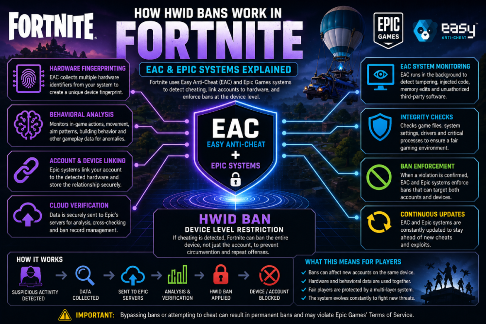fortnite hwid ban easy anti cheat eac epic systems hardware detection behavioral tracking explained