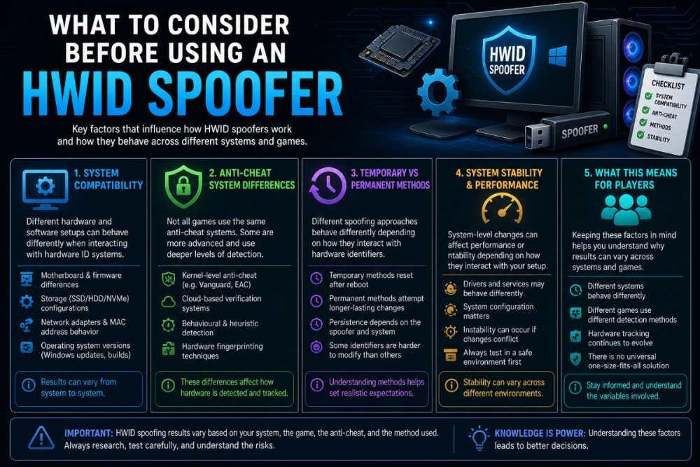 what to consider before using hwid spoofer system compatibility anti cheat differences explained